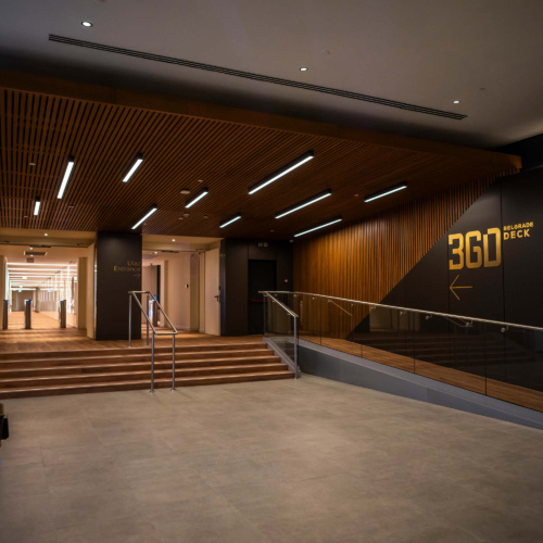 Entrance to the Belgrade 360 Deck and the skybridge connecting Galerija with Kula Belgrade.